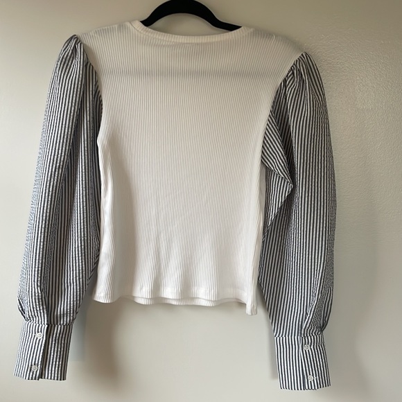 Zara top NWT blue and white striped sleeves size M - Picture 5 of 7